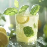 Sparkling Lemon Basil Mocktail drink