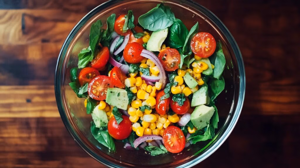 Late Summer Corn and Tomato Salad with Basil Vinaigrette