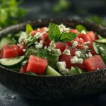 Summer Watermelon and Cucumber Salad with Lime Mint Dressing
